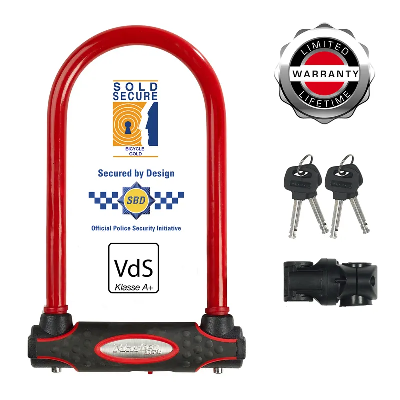 Master Lock Sold Secure Gold D-Lock 11 x 21cm Red